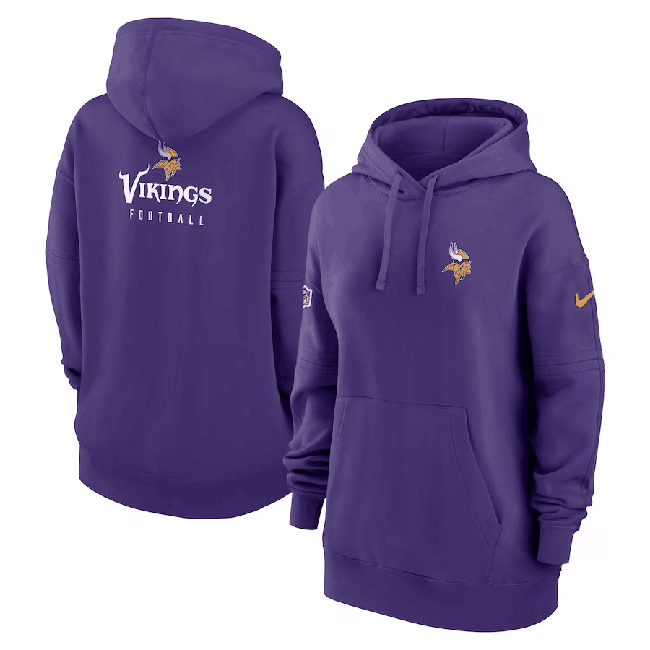 Women's Minnesota Vikings Purple Sideline Club Fleece Pullover Hoodie(Run Small)